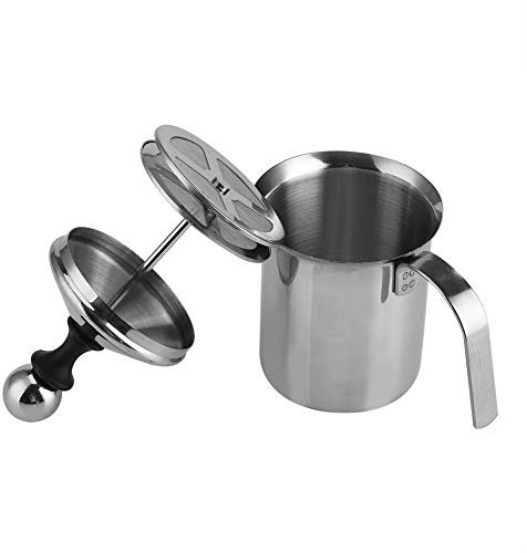 Montalatte Manuale In Acciaio Inossidabile Doppia Rete Per Caffè Cappuccino Schiuma Per Panna Montalatte Manuale 400Ml/800Ml(800Ml)