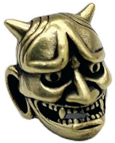 TAOYATAO Brass Hannya EDC Bead DIY Paracord Keychain Bead Bracelet Accessories Bead,Necklace Pendant Bead,Lanyard Bead,Brass Charms(1 pc Brass)
