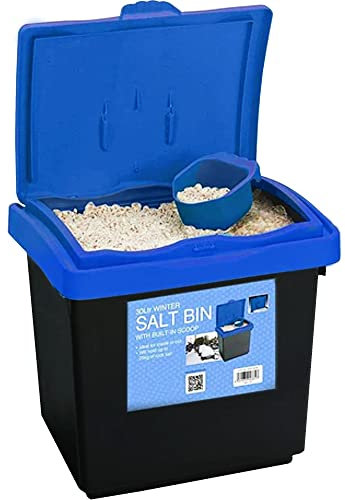 KetoPlastics Rock Salt Storage Bin - Grit Spreading Store Plastic Container Box with Scoop for Rock Salt or White Salt for De-icing Paths and Driveways (30 LITRE)