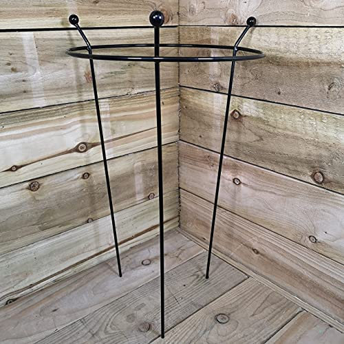 2 Pack of Cottage Heavy Duty Black Metal Steel Herbaceous Garden Plant Support Rings 60cm x 35cm