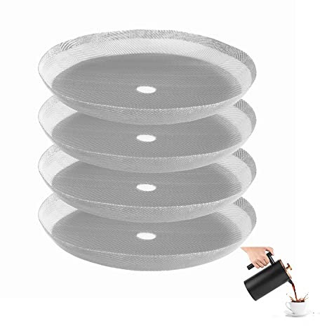 Kaffeepresse Filter 350ml Ersatzfiltersieb für Kaffeedrücker, French Press sieb, Edelstahl Mesh-Ersatz für 0.35L / 2 Tassen French Press Kaffeemaschinen, 4 Stück