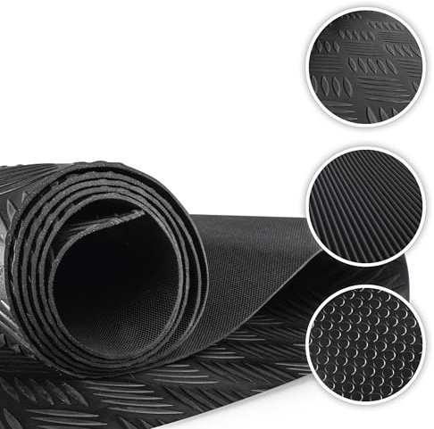 Walser Gummimatte Odin, zuschneidbare Gummimatten Boden 100x150 cm, Gummimatte Außenbereich, universal Gummi Schutzmatte für Garagen Boden, Werkstatt Boden, Outdoor, Gummimatte Meterware schwarz