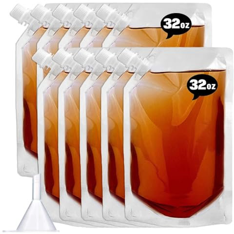 Concealable and Reusable Cruise Plastic Flask kit,Juice Travel Plastic Flasks Bags Drink Bags,Leak-Proof, BPA-Free for Travel Outdoor Sports, Concerts, Events(32OZ-10PCS)