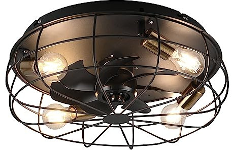 Reality Leuchten Deckenleuchten Ventilator Trondheim R61095032, Metall Schwarz matt, exkl. 4x E27, Fernbedienung, Timer, 3 Stufen Ventilator