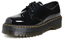Dr. Martens Unisex Vegan 1461 Quad Platform Oxford, Mono Black, 12 US Women / 11 US Men