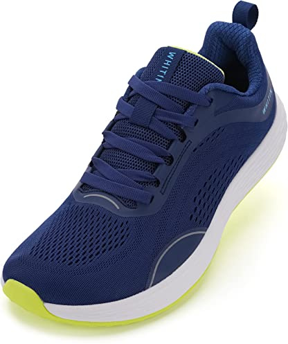 WHITIN Mens Wide Toe Box Zero Drop Road Running Shoes Tennis Athletic Size 9.5 Stability Gym Sport Walking Cross Training Width Male Indoor Outdoor Blue 43