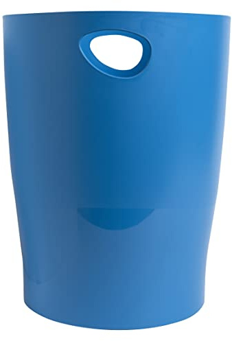 Exacompta - Ref. 45384D - Set of 8 waste paper baskets with ECOBIN BeeBlue handles in PP - large capacity 15 liters - dimensions 26.3 x 26.3 x 33.5 cm - for office or home - turquoise color