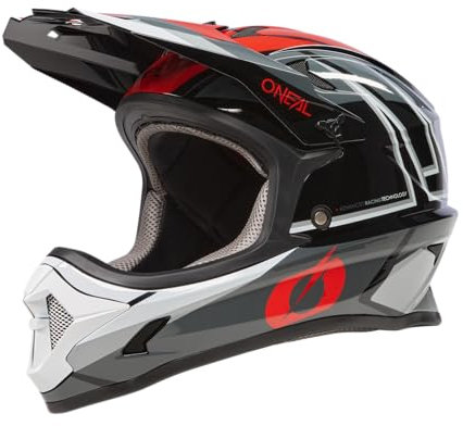 O'NEAL | Mountainbike-Helm | Kinder | MTB DH FR | ABS Schale, Lüftungsöffnungen für optimale Belüftung & Kühlung, Robustes ABS | Sonus Youth Helmet Split V.24 | Schwarz Rot Grau | Größe S/M