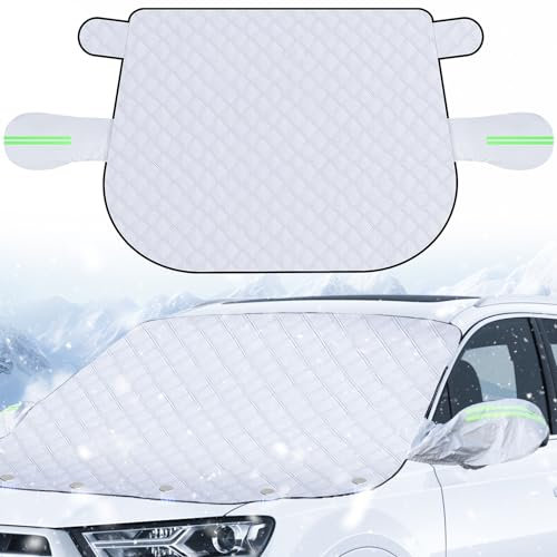 Frontscheibenabdeckung Winter, 157×126 cm Scheibenabdeckung Auto Winter, Ultra-Dick Windschutzscheibenabdeckung mit Magneten & Spiegelabdeckungen für gegen Sonne, Frost, Schnee, EIS für Auto/SUVS