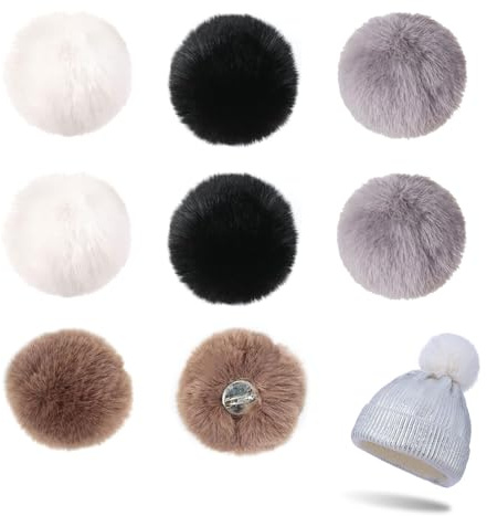 JOYOLA 8 Stycken Fuskpäls Pompon Tofs Fluffig, Pom Pom Boll Gör-Det-Själv Plyschbollar för Mössor Skor Halsdukar Väskor Nyckelring