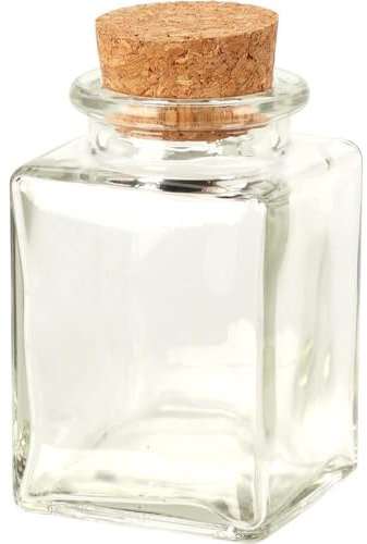 Koopman Lot de 6 mini bocaux en verre avec bouchons en liège de 80 ml avec couvercles en liège carrés en verre transparent pour épices, assaisonnement, herbes, thé, confiture, miel, loisirs créatifs,