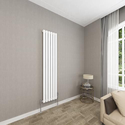 Sky bathroom | 1600x354mm - Modern White Vertical Single Panel Oval Column Radiator Central Heating Designer Radiator