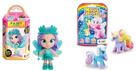 CRAZE Fairy In My Pocket | Fee Puppe mit Flügel & Magic PONYS | Wunderschöne Ponys Spielzeug zu Sammeln, 18 Verschiedene Ponys Figuren zum Sammeln - Pferde Mädchen Geschenk und Jungen