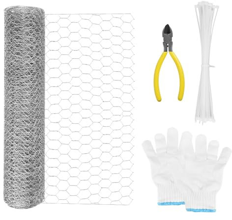 SPEACOUR Malla de Alambre Hexagonal 40cm x 500cm, Malla Tejido Roedores, Malla de Alambre de Pollo, Red de Alambre de Hexagonal Galvanizada, Rollo Malla Metalica para Exterior Jardín