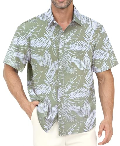 Gavliuu Hawaiian Shirt for Men, Short Sleeve Lightweight Breathable Tropical Print, Beach Casual Wear (S-4XL)