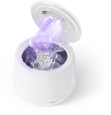DK SONIC 200ml Limpiador Ultrasónico, 24W Hogar Limpiador Ultrasónico de Prótesis con Modos de Desgasificación para la Limpieza de Joyas, Retenedores, Monedas.