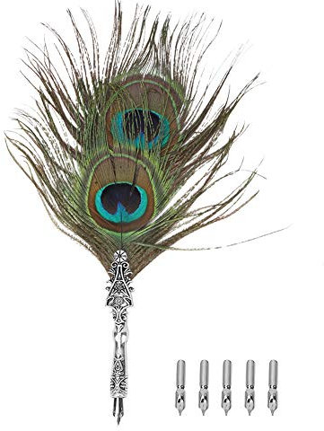 OPPWONG Federstift, Federkiel und Tintenset, Kalligraphiestifte Zum Schreiben mit Leichter Zinklegierung und Feder für die Inneneinrichtung (8 Größe)