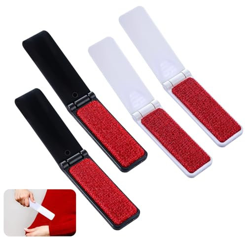 Tyqour 4 pennelli da viaggio per vestiti, per rimuovere pelucchi, pieghevoli, per rimuovere i peli di cani, per mobili, divani, tessuti, lanugine e polvere