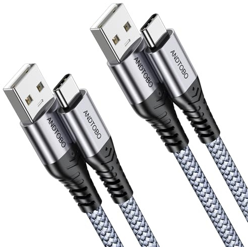 ANDTOBO Cavo USB A a USB C 3.1A, [2Pezzi, 3Metri] Cavo USB Type C Ricarica Rapida Cordone di Ricarica Intrecciato Per iPhone 16/15 Plus Pro Max, Samsung S21 S22 S23+ S23 Ultra S20 S10 S9, Pixel 7