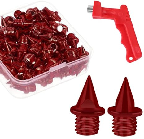 Harilla 60 Pointes pour Chaussures d'Athlétisme, Outil Inclus, Rouge