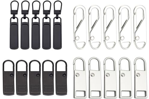 20 Piezas Tirador Cremallera de Repuesto,Cremallera de Metal,Cremallera Reparación,Reemplazo del Tirador Cremallera,Cremallera Universal Para Ropa,Vaqueros,Maleta,Equipaje