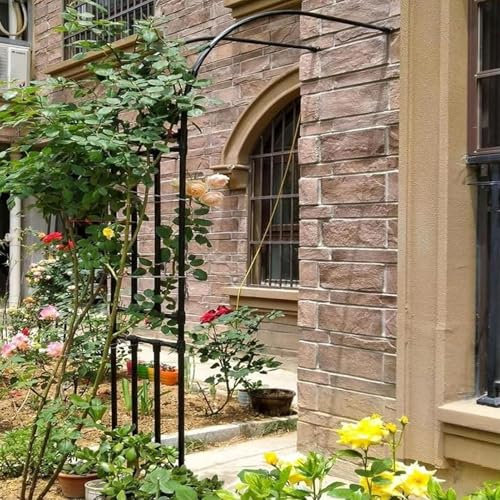 Metal Garden Archway Heavy Duty Steel Arbor Trellis for Climbing Plants Wall Mounted Wedding Arch with Half side Design Strong Support for Pergola Outdoor Stand for Garden Decor (120x240x40C