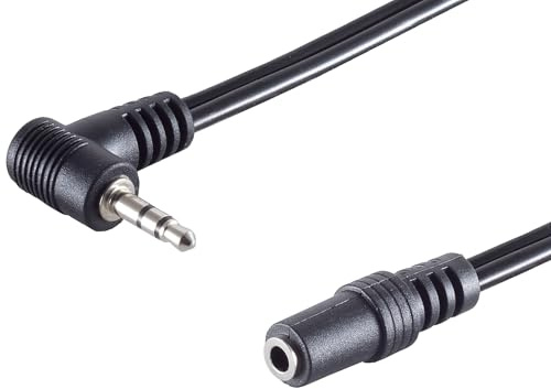 1aTTack.de 5 x 0,2 m – Noir – Fiche jack coudée 2,5 mm vers prise jack 3,5 mm stéréo – Connecteurs moulés – Contacts nickelés – Parfait pour les écouteurs HiFi et appareils audio