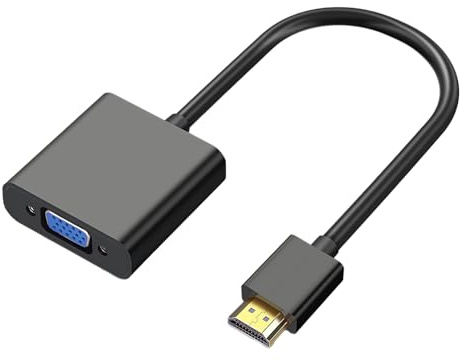 Tuwonwa HDMI auf VGA, Unidirektional HDMI, VGA Adapter für Monitor Beamer Display mit Audioanschluss, Kompakter auf Adapter für Laptop PC Gerät mit Ausgang, Plug & Play