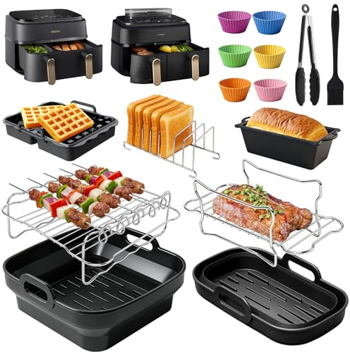 Molde de silicona Air Fryer, accesorios Air Fryer Philips Airfryer Dual Basket 3000-5000 serie 9L (6L/3L), molde para Philips Airfryer Dual Basket 3000 Series NA350/NA550