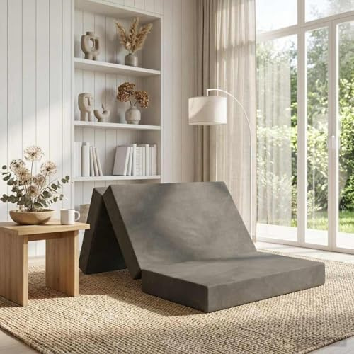 Boltkex Fällbar soffa, säng, 100 x 67 x 45 cm, ljusgrå, 2-i-1-soffa, sovunderlag med avtagbart överdrag för sovrum, gästsäng