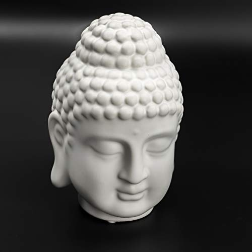 Bay Heights Porcelain Buddha Head Figure Figurine Statue Sculpture Zen Oriental Ancient Retro Buddhism God Decoration (6'' Tall)