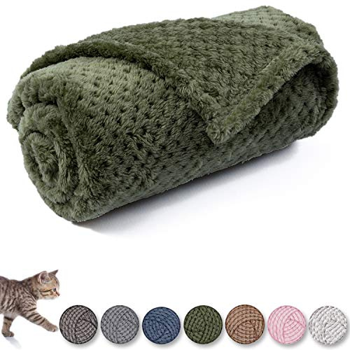 Coperta per cani o gatti, calda e morbida coperta per animali domestici, per cuccioli, cani o gattini di taglia piccola, media e grande, in pile per letto, divano, viaggi (M/81,3 x 101,6 cm, verde
