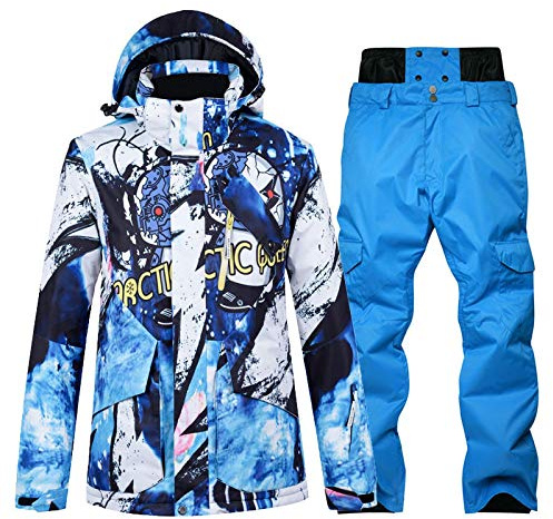 XHBYG Tuta da Sci da Uomo Completi Invernali, Giacca e Pantaloni da Snowboard Antivento e Impermeabile Calda Cappotto Maschile L color1