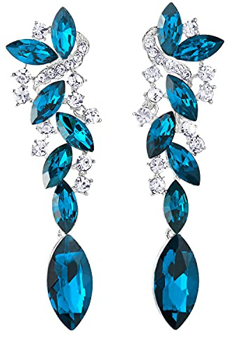 Bleu Aqua Art Déco Mariage Noces Fête Strass Marquise Cluster Chandelier Lustre Statement Déclaration Boucles d'oreilles