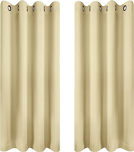 Utopia Bedding Blackout Curtains Grommet Thermal 2 Panels Drapes [Beige, 46 x 54 Inches] Sound Insulated Curtain for Bedroom and Living Room (117x137 cm)