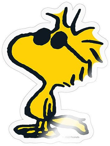 Spreadshirt Peanuts Woodstock Sonnenbrille Cool Sticker Aufkleber, 10 x 10 cm, Transparent glänzend