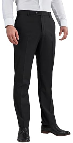 MAGIC SELECT Pantalon de Robe Homme Élégant. Pantalon de Costume, Coupe Droite avec Plis et Poches à Utiliser au Bureau, au Travail, au Serveur, au Commis de Magasin