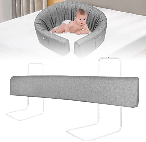 YARDIN Griglia di protezione per letto per bambini, protezione contro le cadute, per letto e letto, regolabile in altezza, per bambini e bambini (grigio, 180 cm)