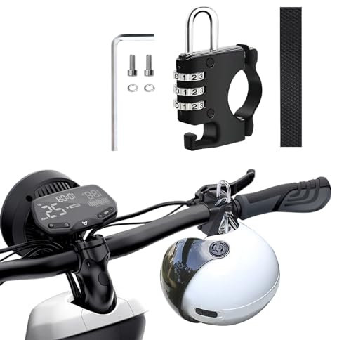 deemars Motorrad-Helmschloss, Anti-Diebstahl-Helm-Sicherheitsschloss aus Metall mit Passcode-Entsperrung, Aluminium-Legierung Schlösser Universal für 22mm-28mm Lenker Motorrad