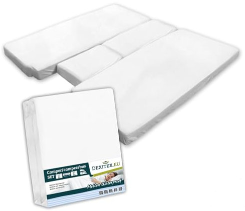 Dexitex - Matratzenschoner mit WASSERSCHUTZ Wohnmobil 4 Teilig - komplete Set 4 teilig für Wohnmobil - PVC unterlage mit Baumwolle - 4er SetWasserschutz - für Matratze Wohnmobil - Oeko-TEX -