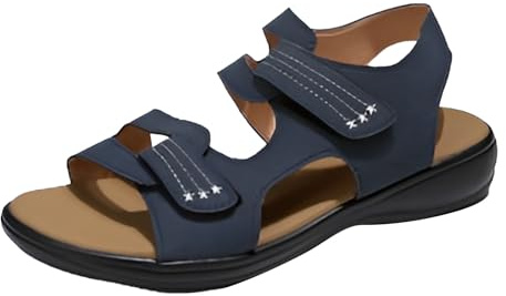 Sandales pour femme - Chaussures ouvertes pieds nus - Élégantes - Confortables - En cuir synthétique - Antidérapantes - Pour le trekking - Sandales de randonnée - Sandales de sport, bleu, 40 EU
