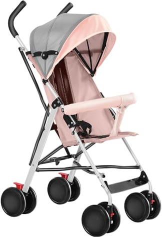 Kindersportwagen,Zusammenklappbarer Kinderwagen,leicht modern klein Buggy mit Liegeposition,Liegefunktion,Ultraleicht (nur 4.5 kg),ideal für Reisen,bis 60 kg (Rosa, 45 x 67 x 100cm)