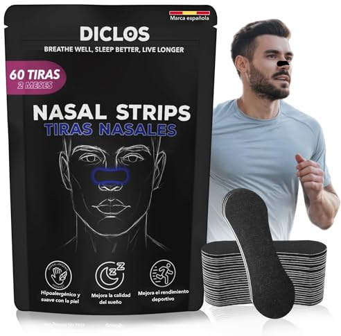 PACK 60 TIRAS NASALES Deportivas. Nasal Strips. Tiras Nasales Antirronquidos para Dormir .Nose Strips. Respirar Mejor por la Nariz. Nasal Strips. Tiritas Nariz Respirar. No mas Ronquidos.