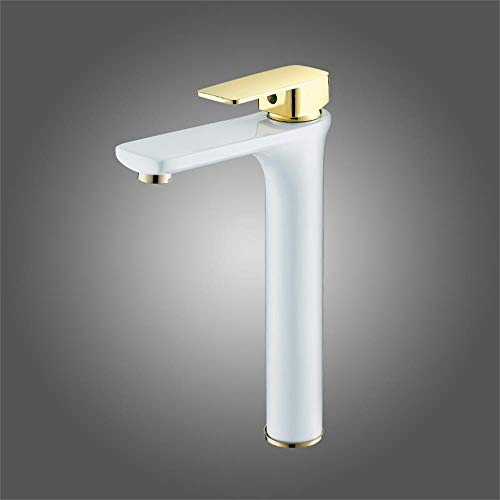 QHLMLL PVD Mirror Plating Brass Basin Faucet Low-Pressure Water Saving Soft Water Flow Sink Tap Single Hole Wrench Switch for Kitchen Bathroom Hotel,White B