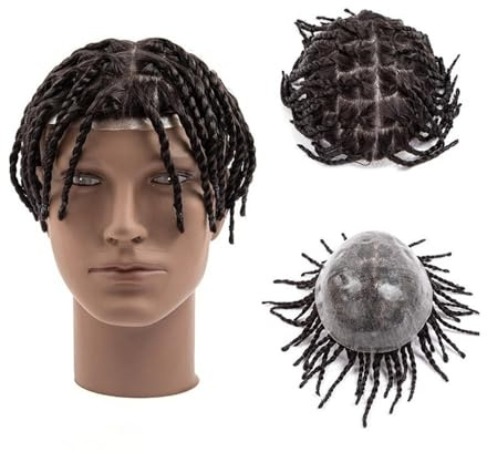 Uso Masculino Prótesis capilar for Hombre, Trenzas de Crochet retorcidas 15 cm, Piel Completa Inyectada, Cabello Humano, tupé Rasta Cabeza de Peluca(4#,6x8)