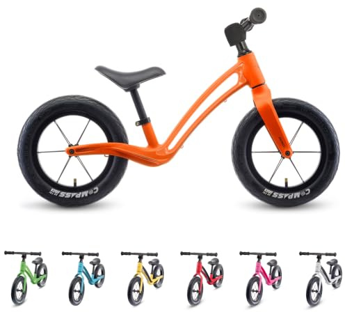 Hornit AIRO 12 in Kids Balance Bike, 2.95 kg, Ember Orange, for Ages 1.5-5 | Magnesium-alloy frame, pneumatic tyres, sealed bearings and integrated footrests suit riders aged 1.5-5.