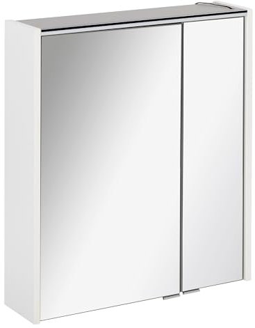 FACKELMANN zweitüriger Spiegelschrank Bad LED Beleuchtung 60 cm weiß matt Denver