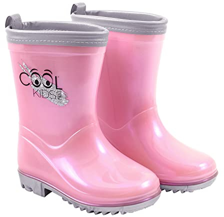 PERLETTI Stivaletti Bambina Pioggia - Stivali Impermeabili da Bimba - Galosce Suola Antiscivolo (Rosa Perla, Sistema Taglie Calzature EU, Bimbo (0-5 anni), Numero (range), Media, 28, 29)