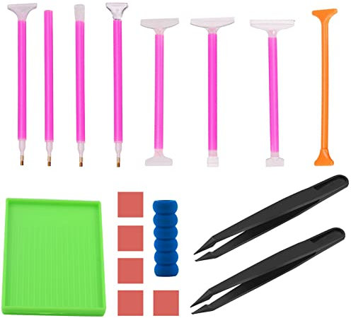 17 Stück 5d Diamond Painting Zubehör Set Diamant Malerei Werkzeuge Kits Diamant Stifte Malstift Malerei Kleber Ton Pinzette für Handwerk Kunst DIY Diamantmalerei Stickerei Nagelwerkzeug…