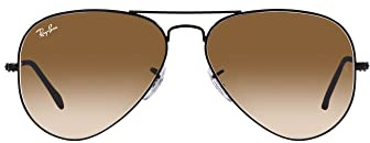 Ray-Ban RB3025 Classic Aviator Sunglasses, Black/Clear Gradient Brown, 58 mm